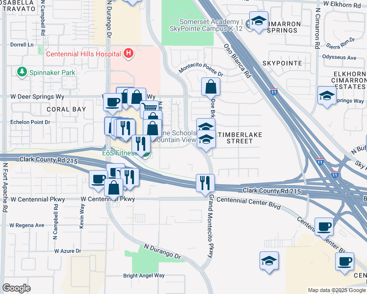 map of restaurants, bars, coffee shops, grocery stores, and more near 4850 West Rome Boulevard in Las Vegas