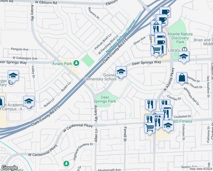 map of restaurants, bars, coffee shops, grocery stores, and more near 6636 Lavender Lilly Lane in North Las Vegas