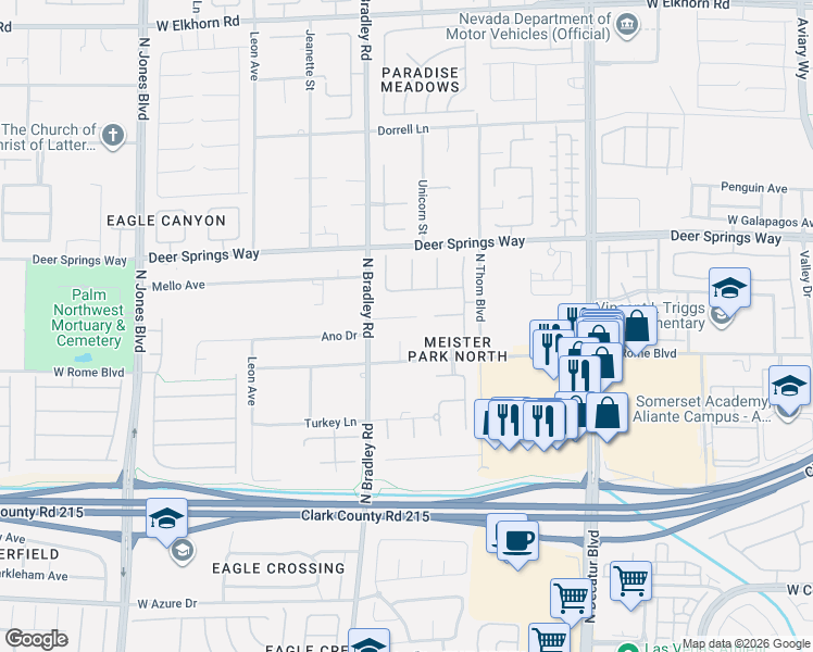 map of restaurants, bars, coffee shops, grocery stores, and more near 5300 West Rome Boulevard in Las Vegas
