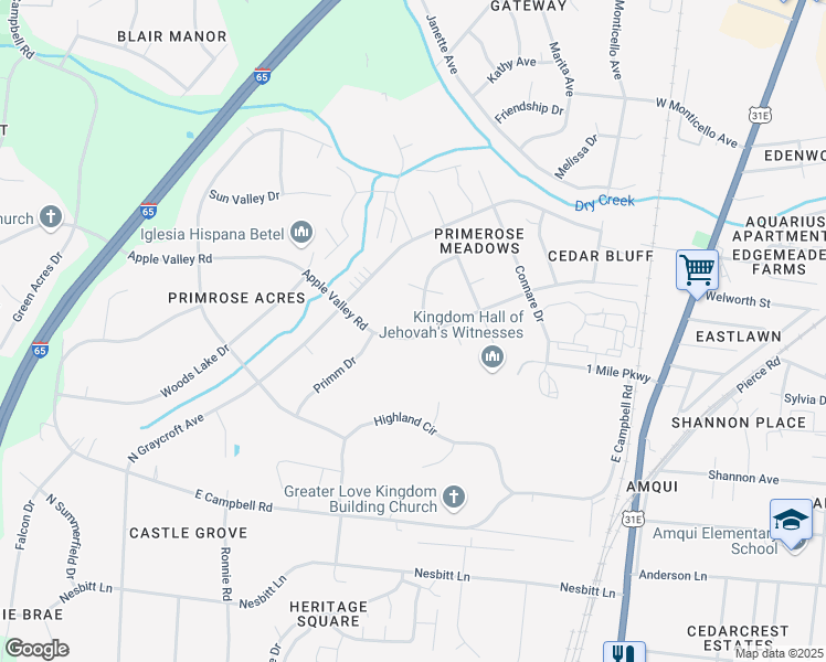 map of restaurants, bars, coffee shops, grocery stores, and more near 1123 Apple Valley Road in Nashville