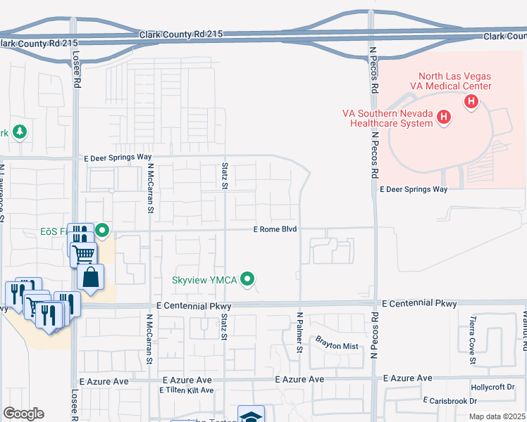 map of restaurants, bars, coffee shops, grocery stores, and more near 3050 East Centennial Parkway in North Las Vegas