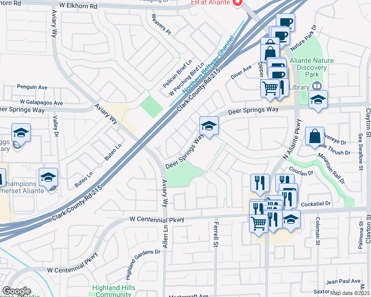 map of restaurants, bars, coffee shops, grocery stores, and more near 6636 Lavender Lilly Lane in North Las Vegas
