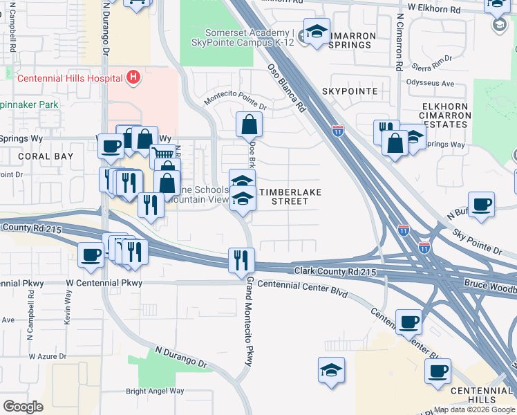 map of restaurants, bars, coffee shops, grocery stores, and more near 8328 Fawn Meadow Avenue in Las Vegas