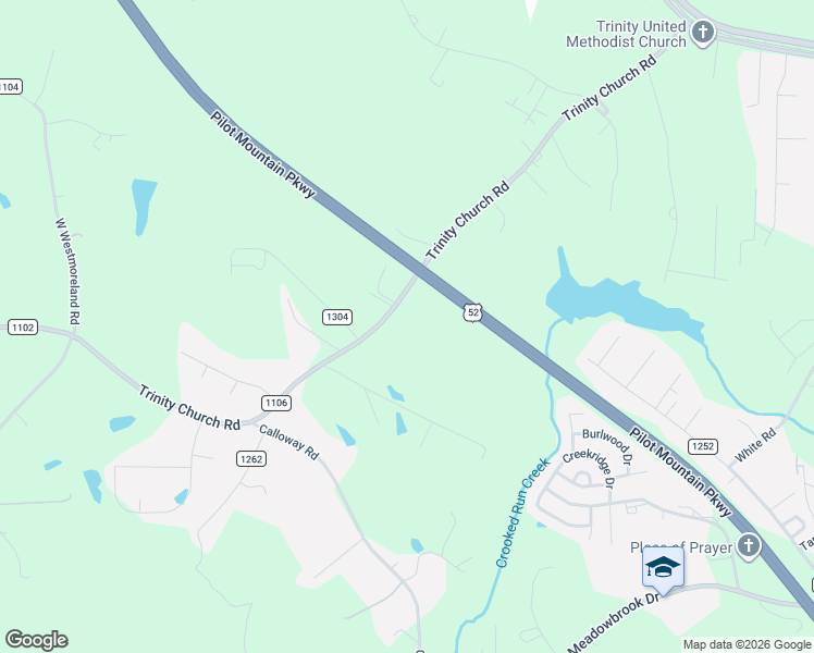 map of restaurants, bars, coffee shops, grocery stores, and more near 317 Trinity Church Road in King