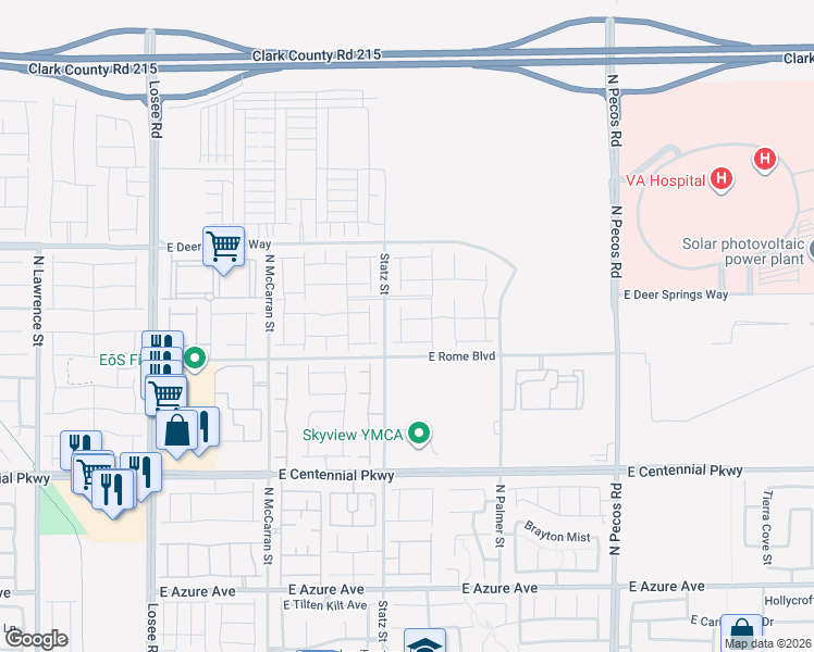 map of restaurants, bars, coffee shops, grocery stores, and more near Rome Boulevard in North Las Vegas