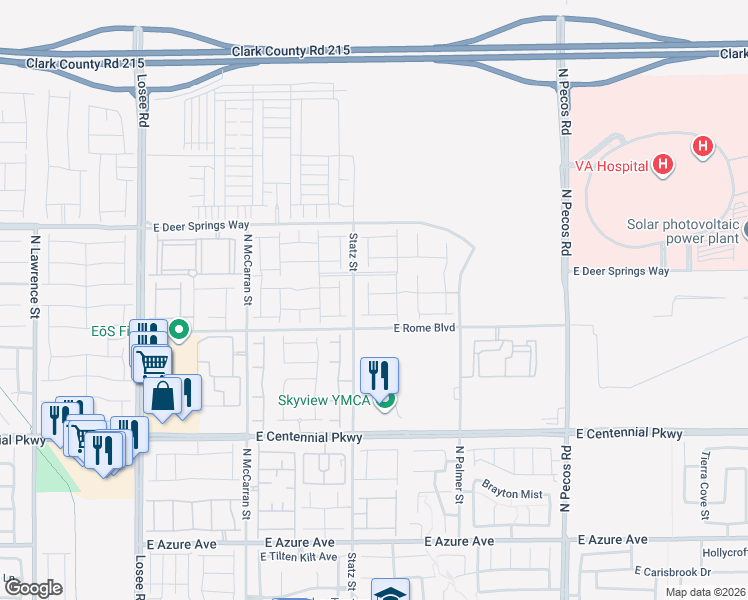 map of restaurants, bars, coffee shops, grocery stores, and more near 3017 Bounding Home Road in North Las Vegas
