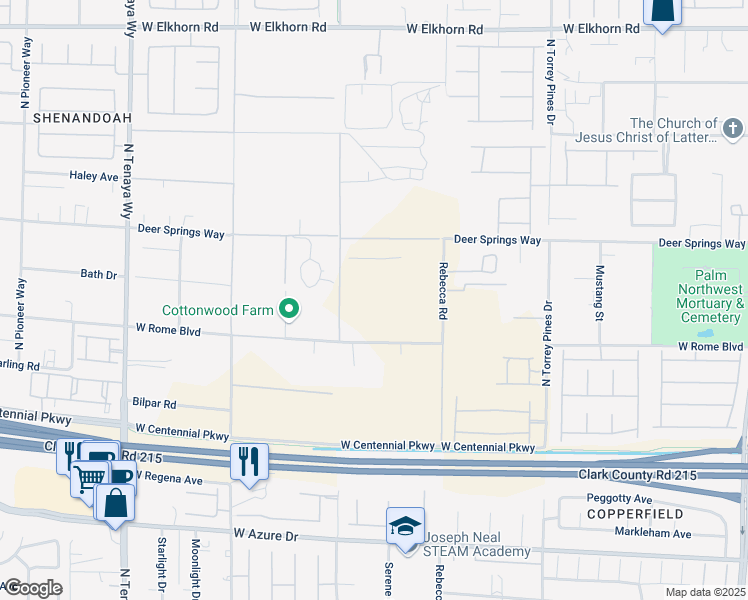 map of restaurants, bars, coffee shops, grocery stores, and more near 6670 North Rainbow Boulevard in Las Vegas