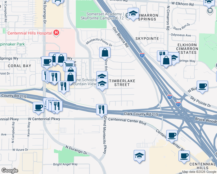 map of restaurants, bars, coffee shops, grocery stores, and more near 8328 Fawn Meadow Avenue in Las Vegas