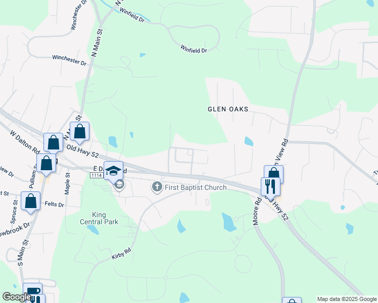 map of restaurants, bars, coffee shops, grocery stores, and more near 205 Church Street in King