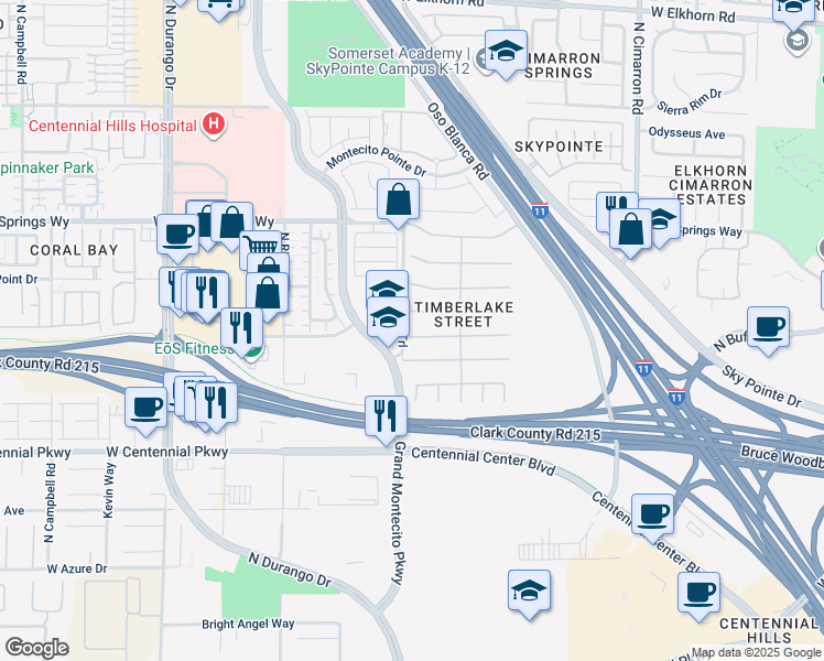 map of restaurants, bars, coffee shops, grocery stores, and more near 8332 Mountain Heather Court in Las Vegas