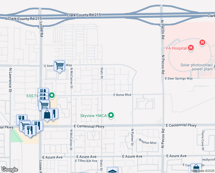 map of restaurants, bars, coffee shops, grocery stores, and more near 3017 Bounding Home Road in North Las Vegas