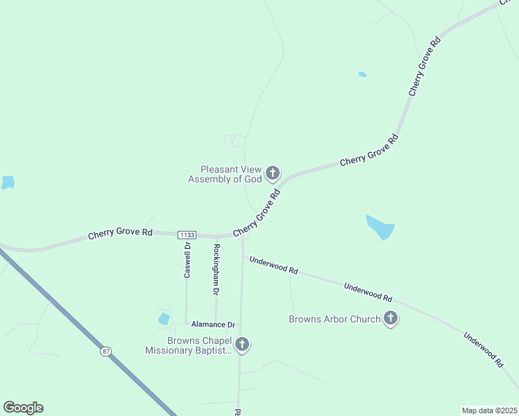 map of restaurants, bars, coffee shops, grocery stores, and more near 10968 Cherry Grove Road in Reidsville