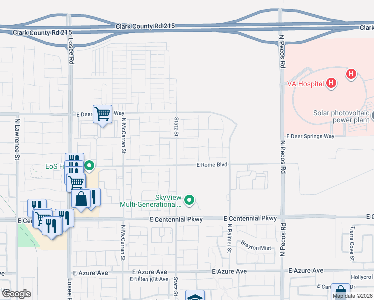 map of restaurants, bars, coffee shops, grocery stores, and more near Rome Boulevard in North Las Vegas