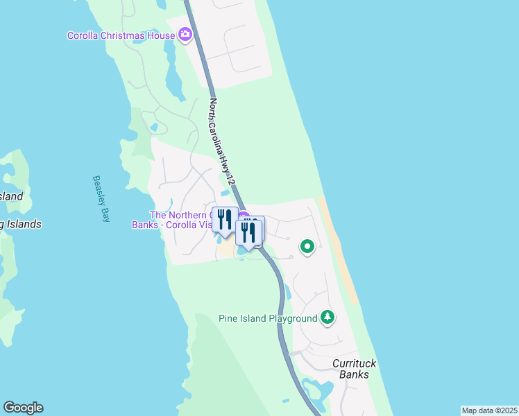 map of restaurants, bars, coffee shops, grocery stores, and more near 481 Spindrift Trail in Currituck County