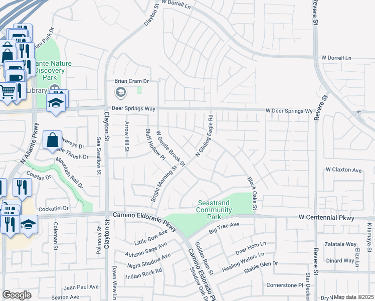 map of restaurants, bars, coffee shops, grocery stores, and more near 6616 Fort William Street in North Las Vegas