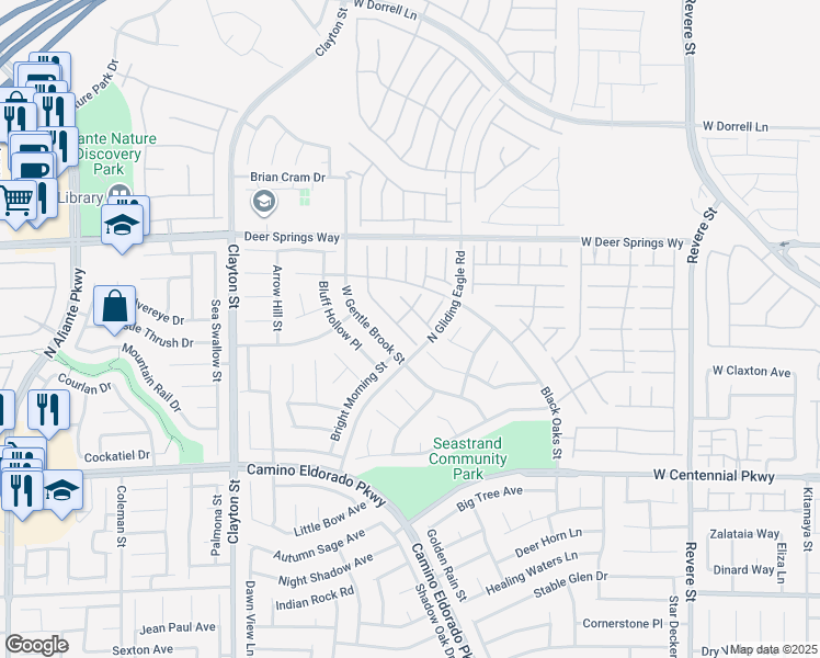 map of restaurants, bars, coffee shops, grocery stores, and more near 6616 Fort William Street in North Las Vegas