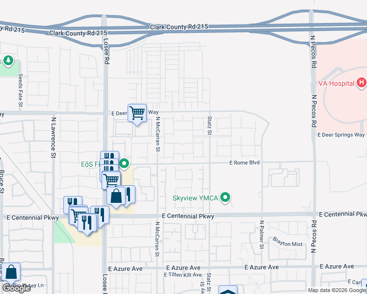 map of restaurants, bars, coffee shops, grocery stores, and more near 2869 Sweeping Palm Road in North Las Vegas