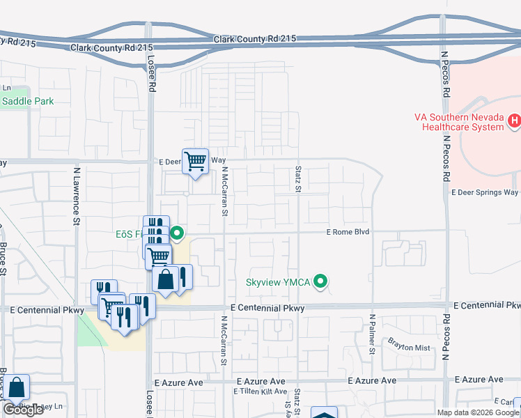 map of restaurants, bars, coffee shops, grocery stores, and more near 6501-6605 North McCarran Street in North Las Vegas