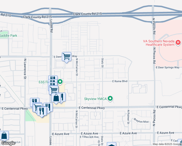map of restaurants, bars, coffee shops, grocery stores, and more near 2873 Sweeping Palm Road in North Las Vegas