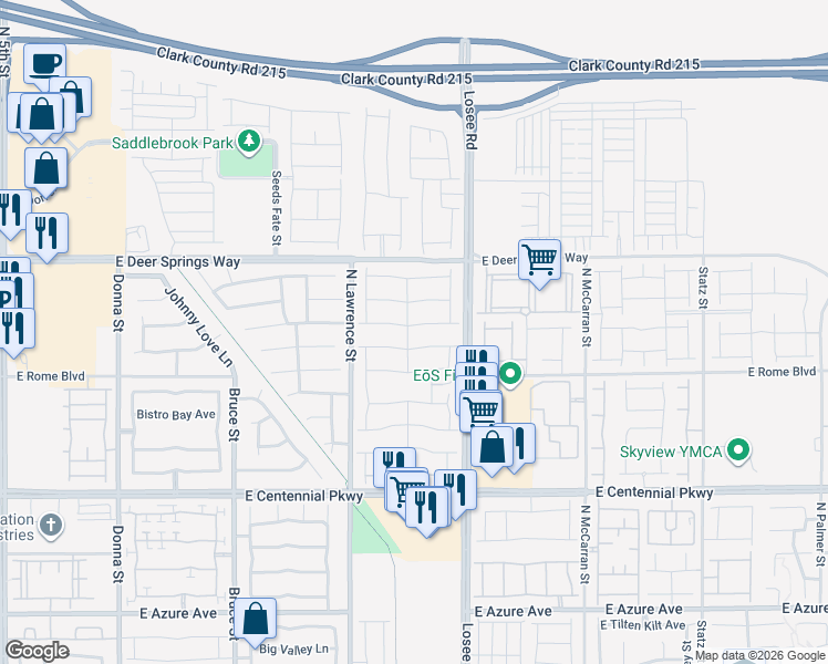 map of restaurants, bars, coffee shops, grocery stores, and more near 2251 Arrington Avenue in North Las Vegas