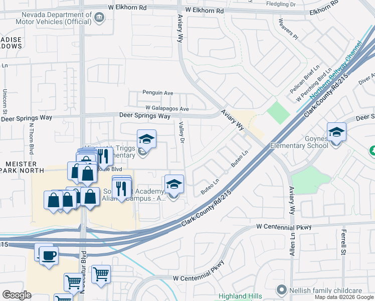 map of restaurants, bars, coffee shops, grocery stores, and more near 6708 Scavenger Hunt Street in North Las Vegas