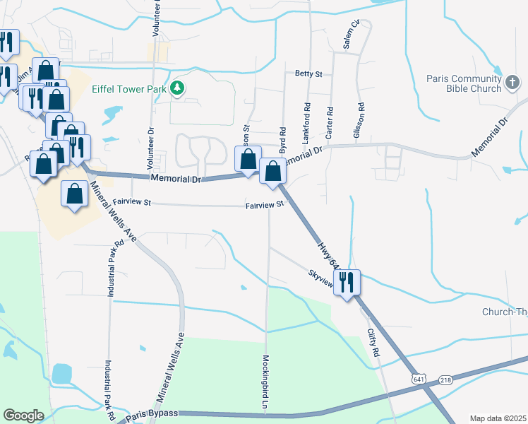 map of restaurants, bars, coffee shops, grocery stores, and more near 255 Fairview St in Paris