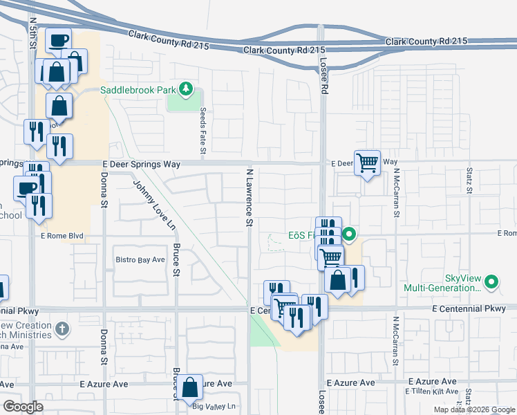 map of restaurants, bars, coffee shops, grocery stores, and more near 2047 Arrington Avenue in North Las Vegas