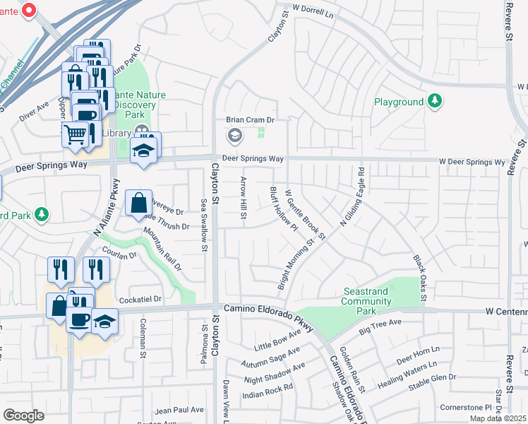 map of restaurants, bars, coffee shops, grocery stores, and more near 6631 April Bend Court in North Las Vegas