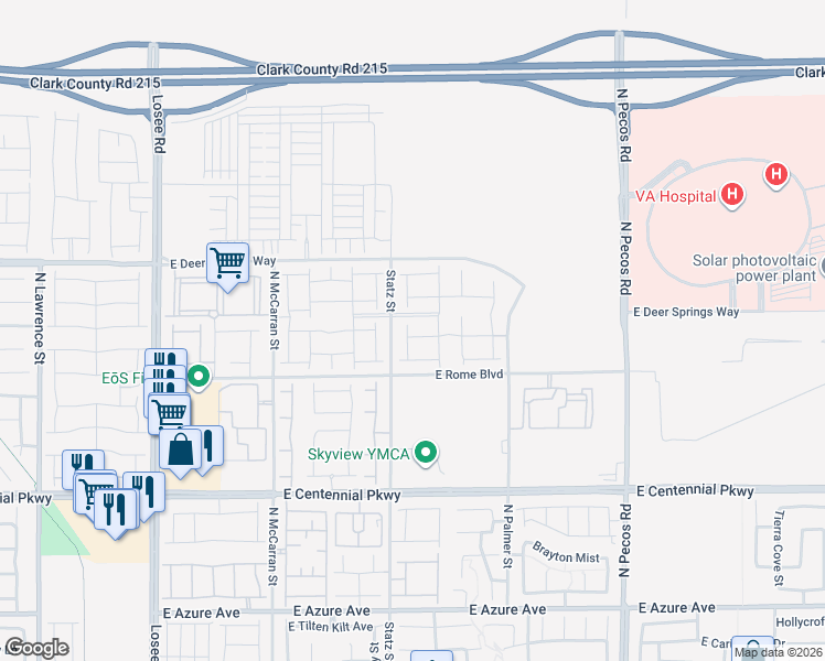 map of restaurants, bars, coffee shops, grocery stores, and more near 3018 Bounding Home Road in North Las Vegas