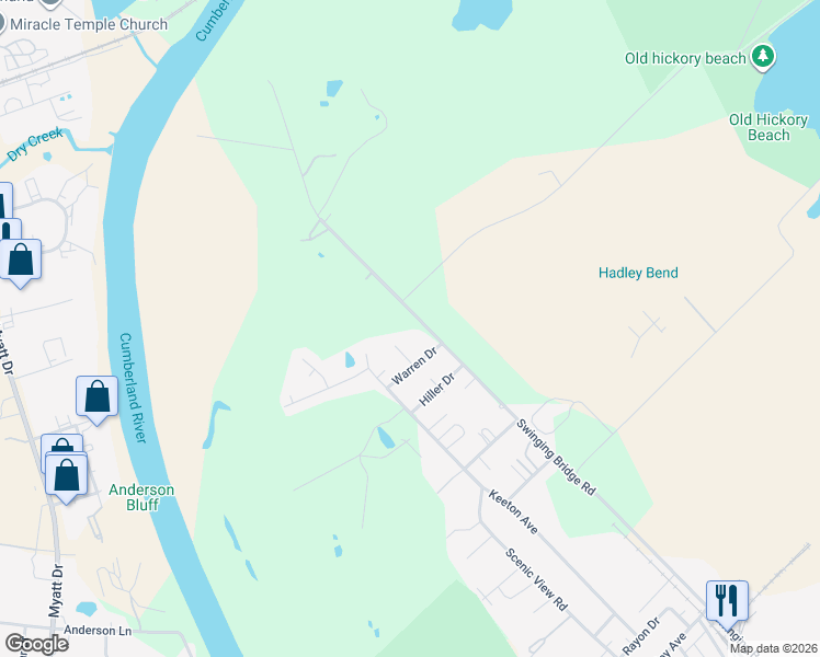 map of restaurants, bars, coffee shops, grocery stores, and more near 809 Swinging Bridge Road in Nashville