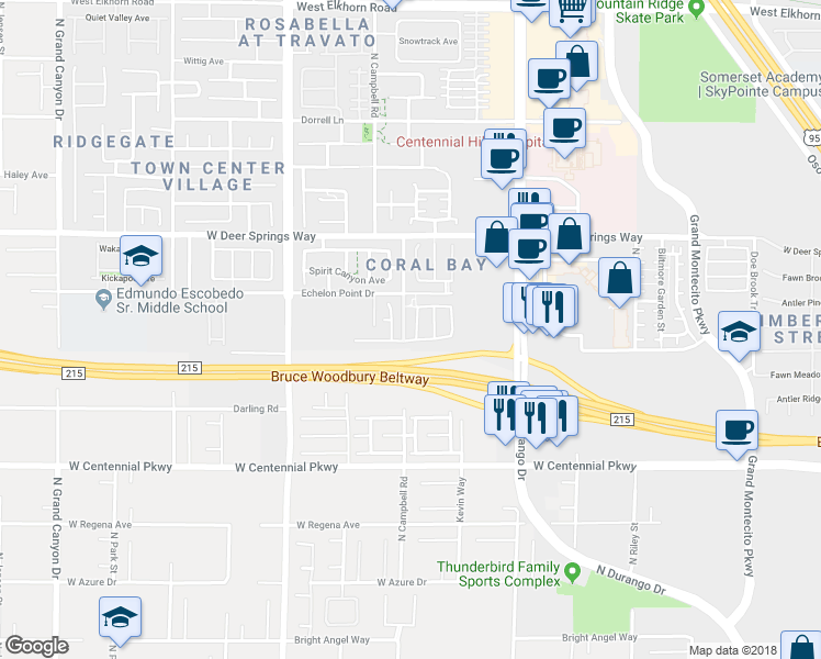map of restaurants, bars, coffee shops, grocery stores, and more near 6645 Rocky Reef Street in Las Vegas