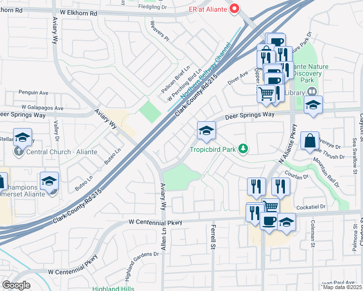 map of restaurants, bars, coffee shops, grocery stores, and more near 3505 Hazelnut Pine Place in North Las Vegas