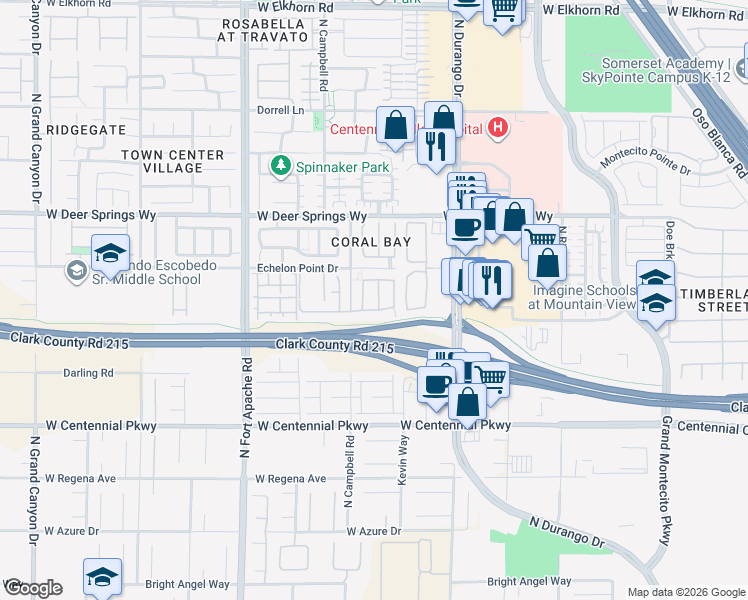 map of restaurants, bars, coffee shops, grocery stores, and more near 6631 Rocky Reef Street in Las Vegas