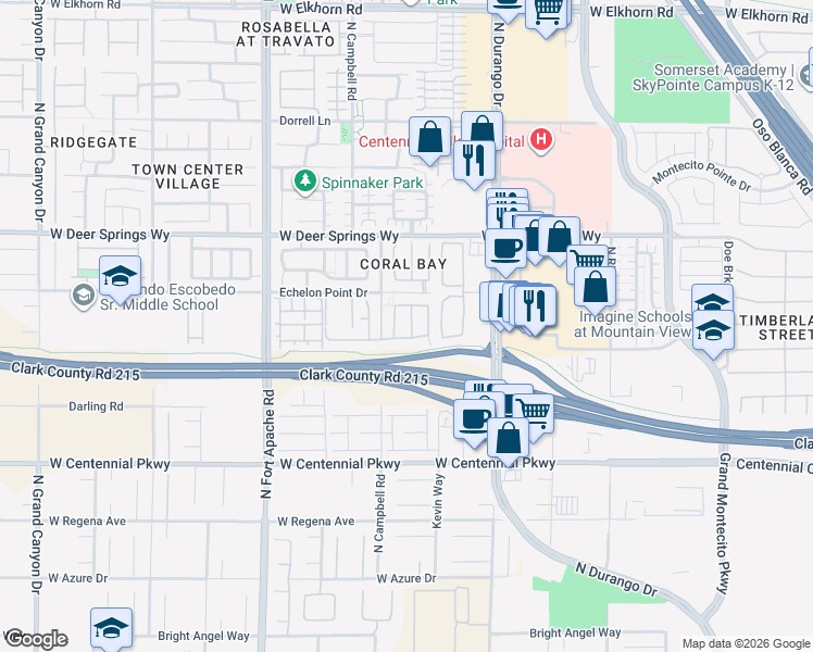 map of restaurants, bars, coffee shops, grocery stores, and more near 6631 Rocky Reef Street in Las Vegas