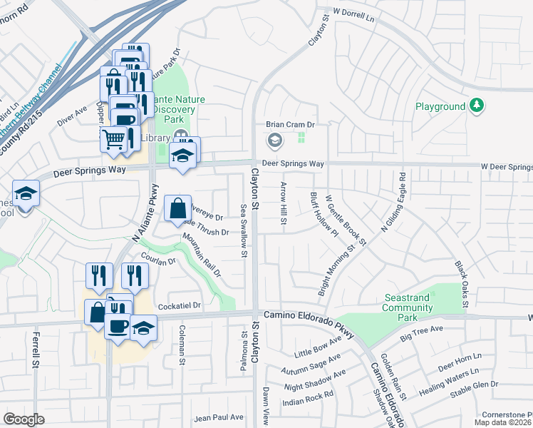 map of restaurants, bars, coffee shops, grocery stores, and more near 1932 Barrow Glen Court in North Las Vegas