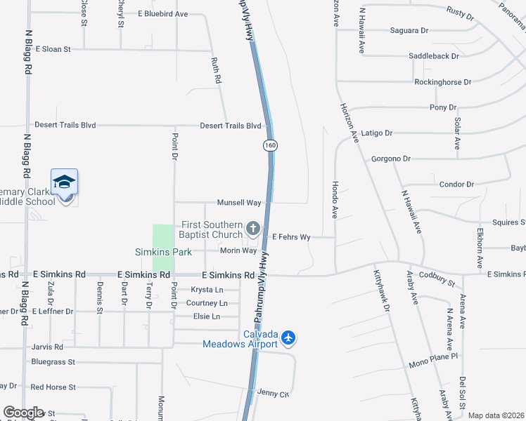 map of restaurants, bars, coffee shops, grocery stores, and more near 4220 Nevada 160 in Pahrump