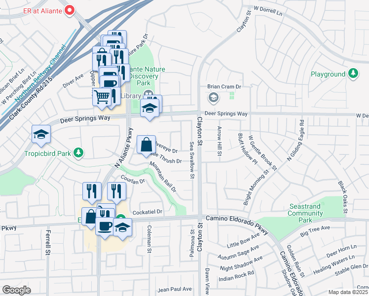 map of restaurants, bars, coffee shops, grocery stores, and more near 6705 Sand Swallow Street in North Las Vegas