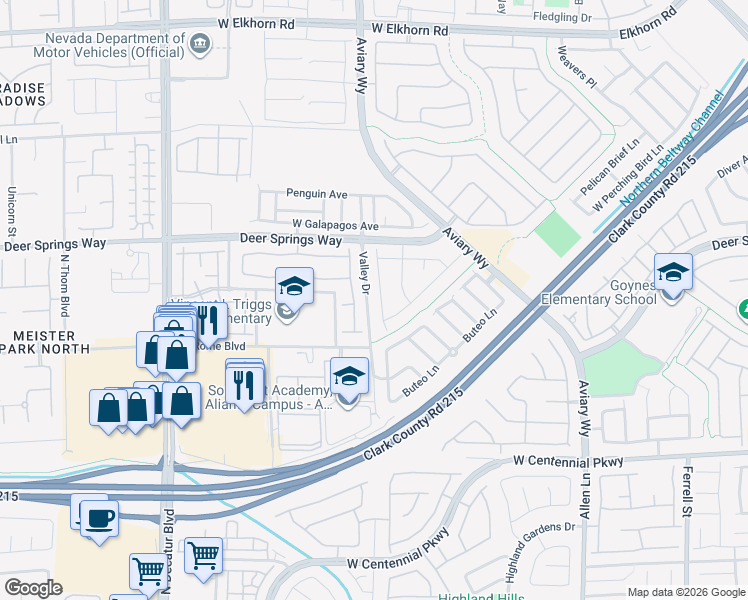 map of restaurants, bars, coffee shops, grocery stores, and more near 6708 Scavenger Hunt Street in North Las Vegas