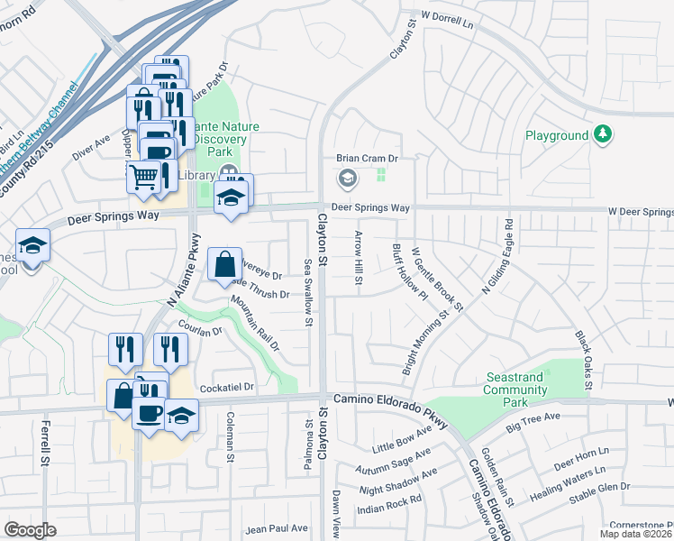 map of restaurants, bars, coffee shops, grocery stores, and more near 1932 Barrow Glen Court in North Las Vegas