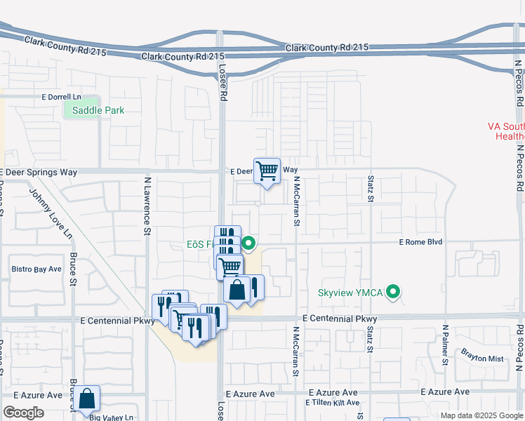 map of restaurants, bars, coffee shops, grocery stores, and more near 2604 East Timid Tiger Avenue in North Las Vegas