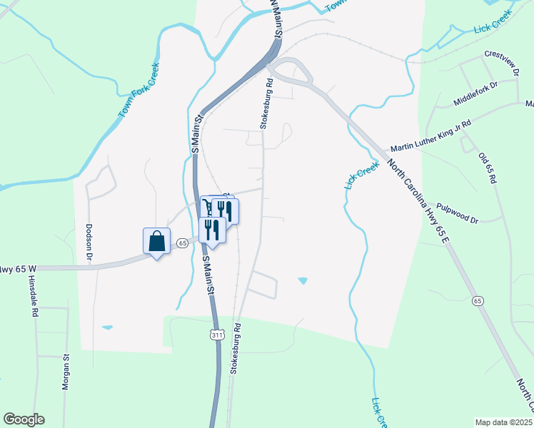 map of restaurants, bars, coffee shops, grocery stores, and more near 720 Stokesburg Road in Walnut Cove