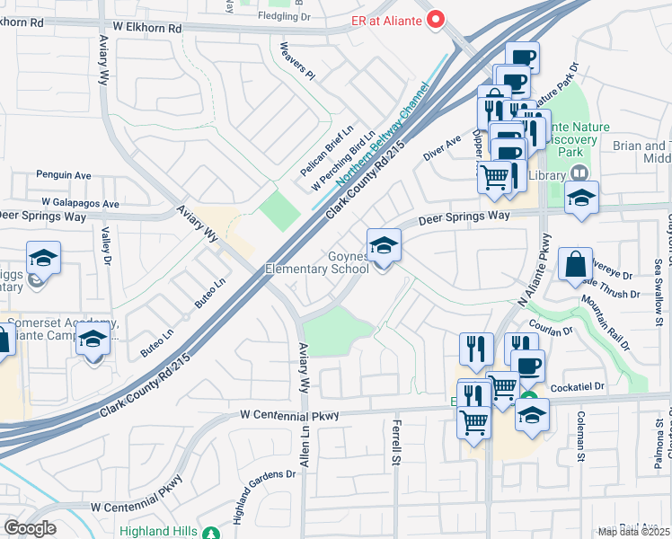 map of restaurants, bars, coffee shops, grocery stores, and more near 3509 Hazelnut Pine Place in North Las Vegas