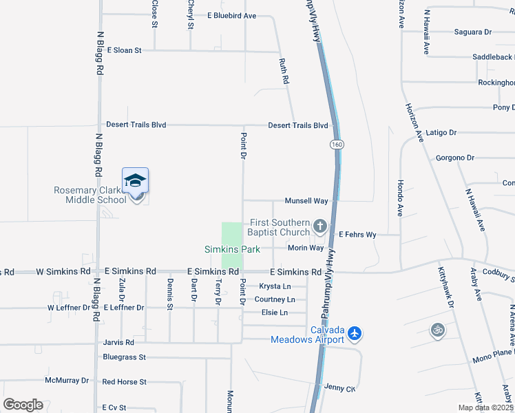 map of restaurants, bars, coffee shops, grocery stores, and more near 551 Munsell Way in Pahrump