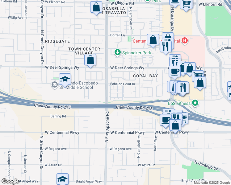 map of restaurants, bars, coffee shops, grocery stores, and more near 9145 Echelon Point Drive in Las Vegas
