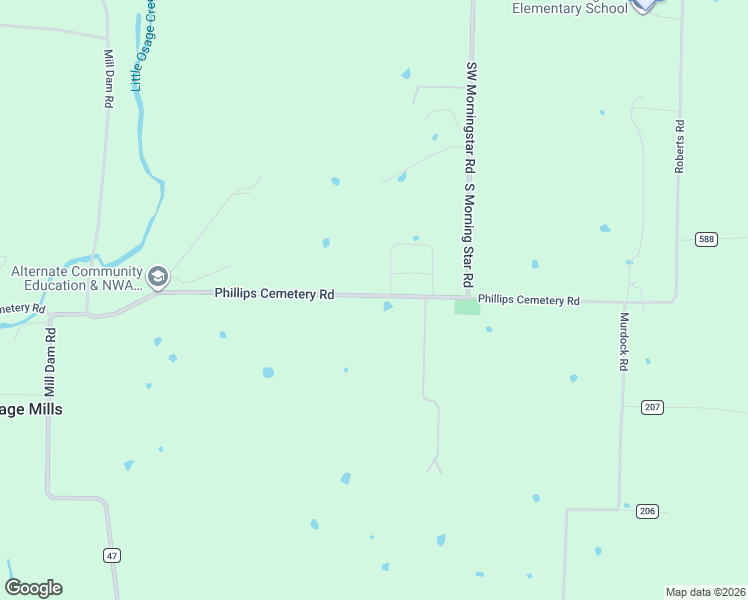 map of restaurants, bars, coffee shops, grocery stores, and more near 10050-10398 Phillips Cemetery Road in Bentonville