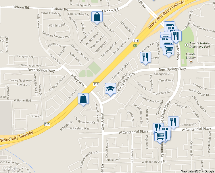map of restaurants, bars, coffee shops, grocery stores, and more near 3520 Glorious Iris Place in North Las Vegas