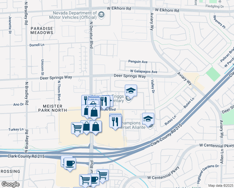map of restaurants, bars, coffee shops, grocery stores, and more near 6690 Solferino Street in North Las Vegas