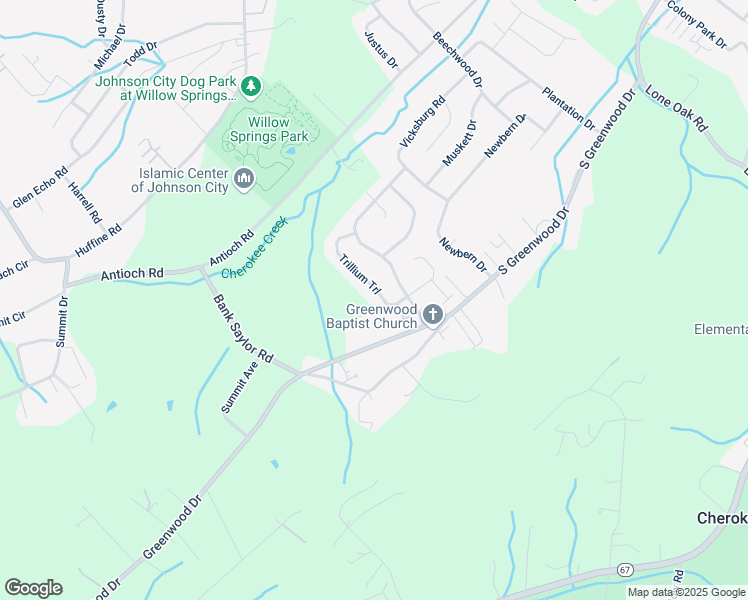 map of restaurants, bars, coffee shops, grocery stores, and more near 606 Trillium Trail in Johnson City