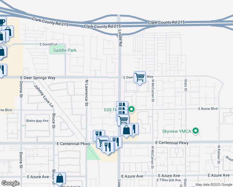 map of restaurants, bars, coffee shops, grocery stores, and more near 6704 Millbury Street in North Las Vegas