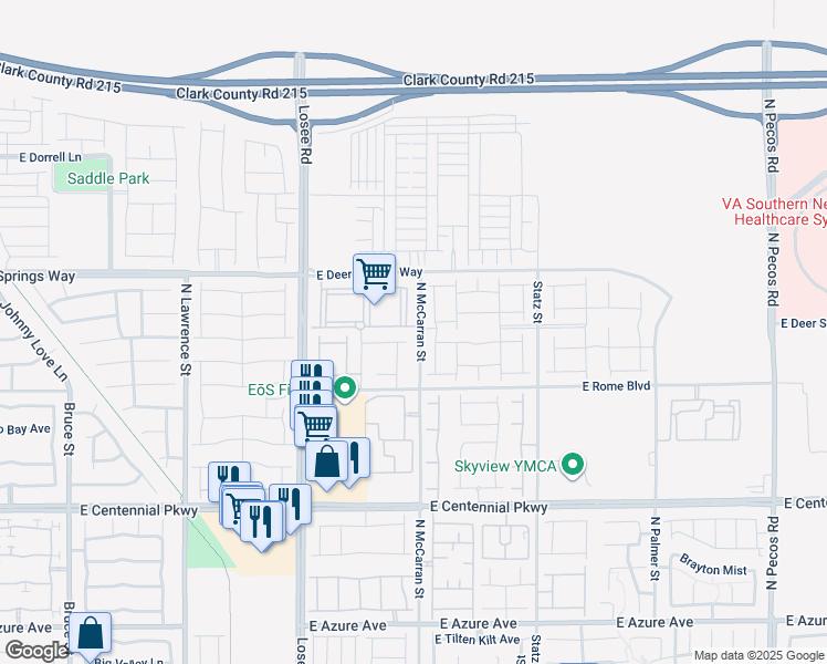 map of restaurants, bars, coffee shops, grocery stores, and more near 6657 North McCarran Street in North Las Vegas